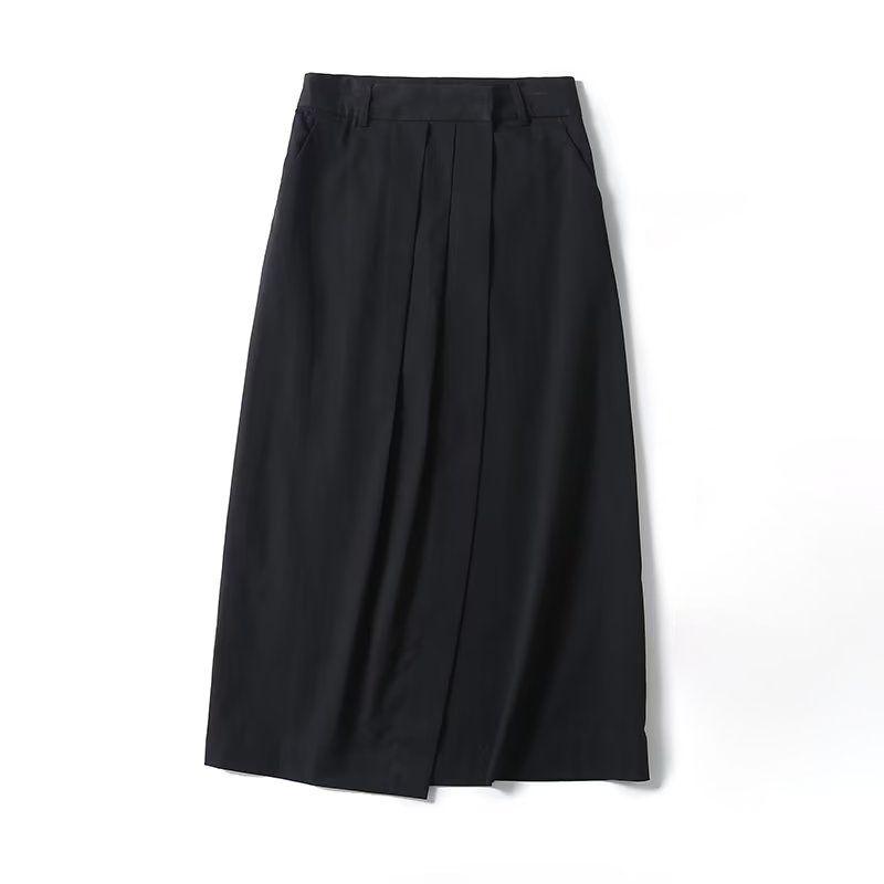 

MD Women s Clothing Normcore New Fancy Pleated Design Plaid Pure Cotton Black Skirt 05214774800 Black L