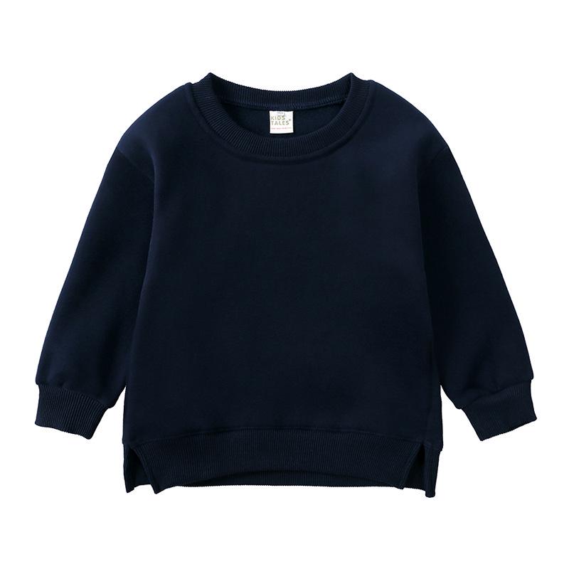 Kids' Korean Style Solid Color Long Sleeve Sweatshirt, Round Neck Trendy Top for Boys and Girls