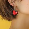 Retro game pixel art design love earrings flat acrylic Valentine's Day atmosphere decorative earrings