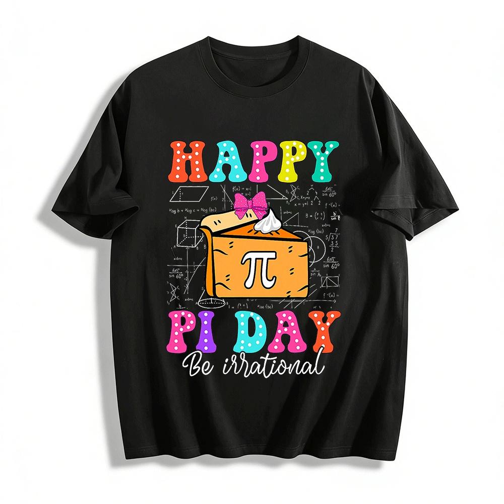 Happy Pi Day Pie Print Casual Top Math Lover Tee Pure cotton T-shirt XXS