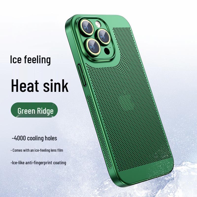 Electroplated Heat Dissipation Phone Case for iPhone 14 Pro Max and 13 with Lens Protection (16 Grid)