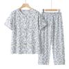 Elderly Women's Summer Cotton Short-Sleeve Two-Piece Set