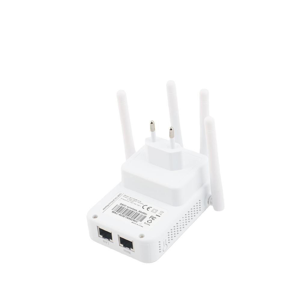 WiFi Repeater 5GHz 2.4GHz Dual Band Signal Extender WiFi Internet Booster with 4 Rotating High Gain Antennas White