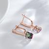 Rose Gold Color Drop Earrings For Women Unusual Square Colourful Natural Zircon Accessories Daily Fine Jewelry