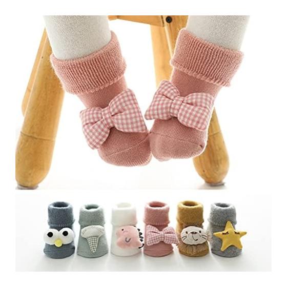 [HAYAHARU] Baby room socks with anti-slip pads, cute animal pattern, newborn, warm, cold protection, baby gift, fall, winter, soft, cotton, 0-3 years