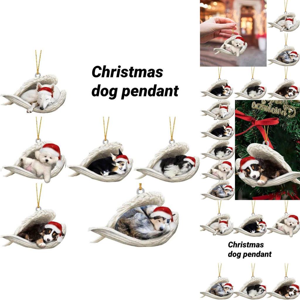 Adorable Cartoon Style Car Pendant Decor Angel Dog Design Acrylic Material 8*6cm/3.1*2.4in