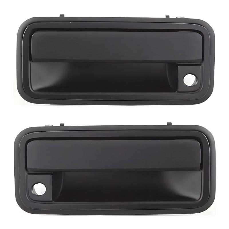 Mirrored Exterior Front Door Handles in Black Plastic, Left and Right Replacement Pair for Vehicle References 15742229 15742230