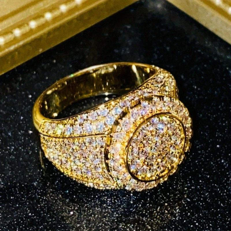 Premium Iced Out Square Wide Zirconia Ring Luxurious Stylish Design For Women and Men Gold/CopperPlated Ring Trend Jewelry