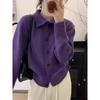 Women's Thick Wool Cardigan Sweater - High Neck Button-Up, Loose Fit, Autumn & Winter Knitwear