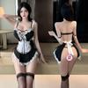 Sexy Lingerie Deep V Lace Maid Strap Halter Maid Cosplay Suit