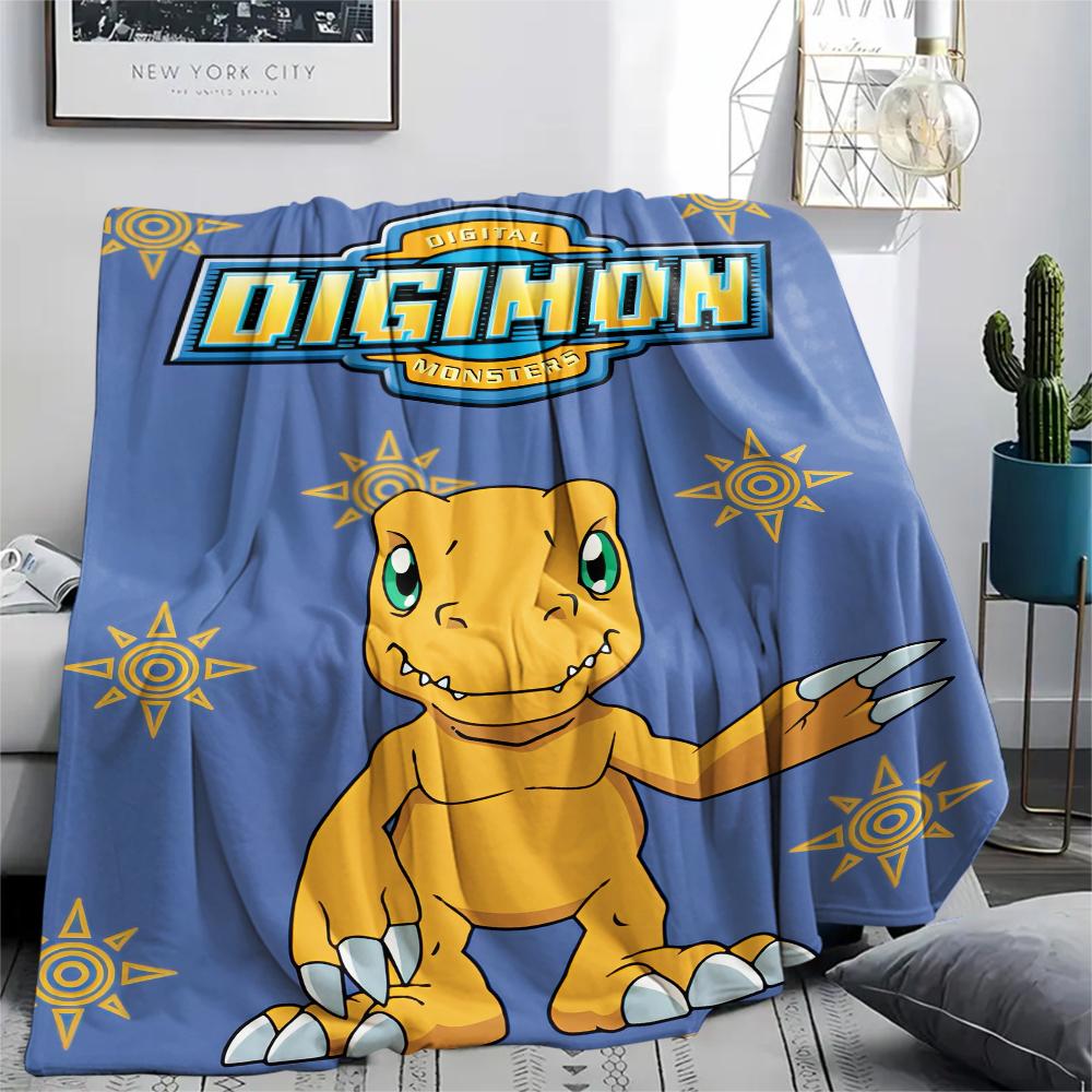 Digimon Agumon Theme pattern Flannel Blanket, High quality Comfortable for All Seasons, Home Decor, Warmth and Comfort, Perfect for Gifts. 80cm x 120cm