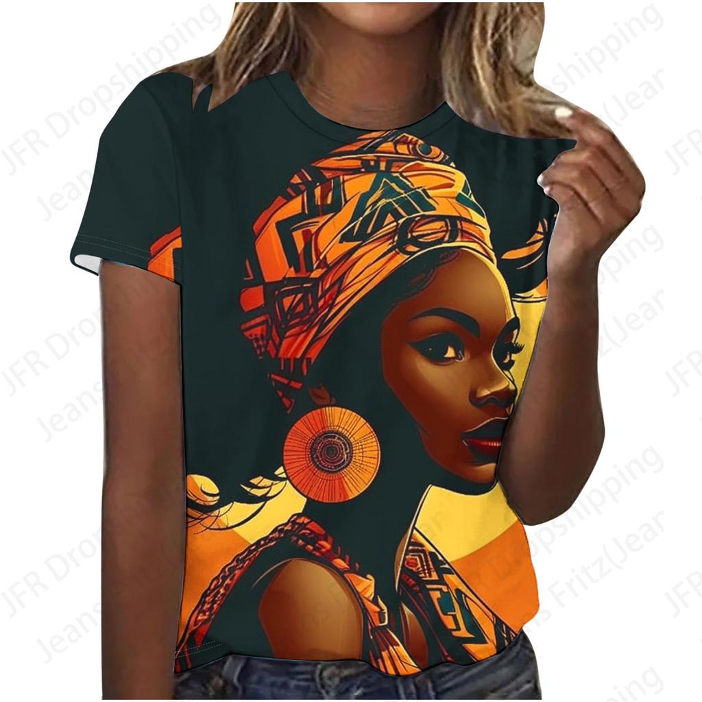 Sexy African Black Girl 3D Print Women's T-Shirts Fashion Casual Short Sleeve T Shirt O-Neck Tees Harajuku Tops Female Clothing