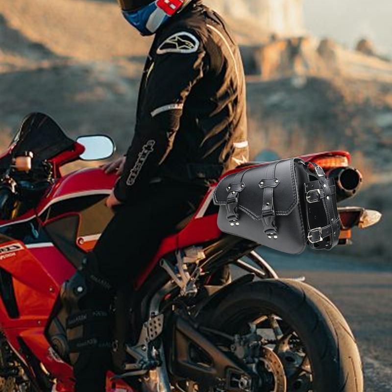 Motorcycle Side Saddlebags Side Bag Saddle Storage For Motorbike Waterproof Leather Motorcycle Side Tool Bag With Bottle Holder