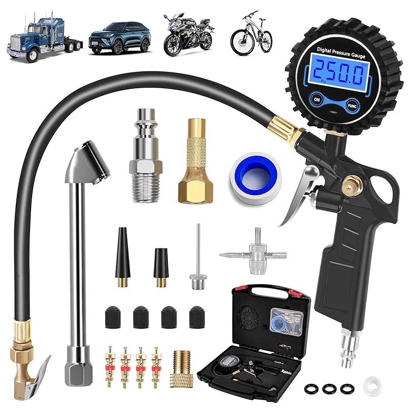 Digital Bike Tire Pressure Gauge, Presta Valve Adaptor, Schrader To Presta Valve Adapter For Air Compressor, Schrader Valve Adapter, Easiest Use