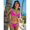 Bikini med band Enfärgad Sexig Triangel Badkläder Dam Badkläder Kvinna Badkläder Badkläder Badkläder Med Kuddar Strandkläder