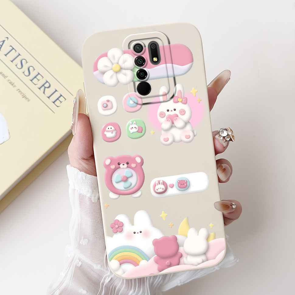 For Xiaomi Redmi 9 Case Cute Cartoon Rabbit Cat Soft Silicone Cover For Redmi 9 M2004J19AG M2004J19G Bumper Phone Case Funda