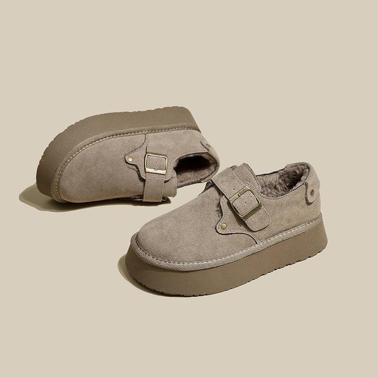 Neue Winter Damen Schnalle Freizeit Schuhe Indoor Outdoor Warme Plüsch Baumwollschuhe Slipper Mode Damen Ballerinas Zapatos De Mujer