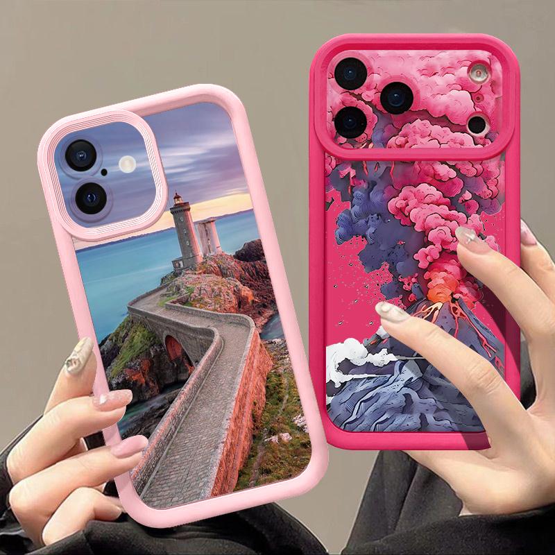 Mountain Road Print Case For iPhone 17 Pro Max Case iPhone 16 15 14 13 Pro Max 11 17e 16e Shockproof Bumper Soft Silicone Phone Cover Cases