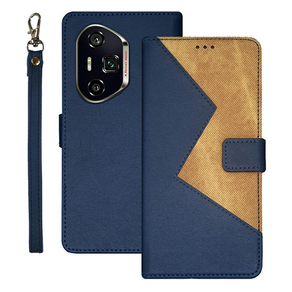 

IDEWEI For Honor 300 Ultra Case Card Slots Splicing Color Leather Phone Cover Blue