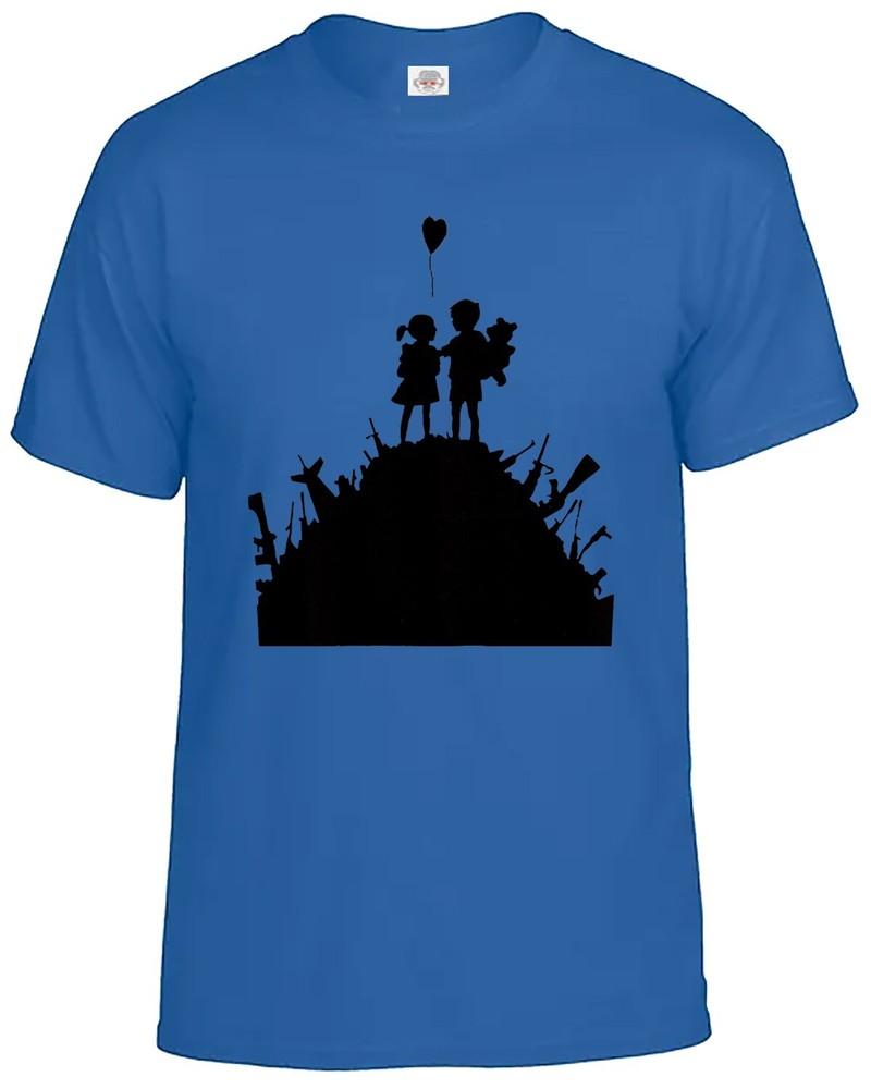 Banksy kids on guns army hill tshirt mens balloon cool street art top tee 2XL