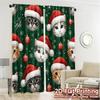 Set Of 2 Flat Printing Jit Curtains Without Rod Festive Feline Quartet Print Popular Durable Polyester Fabric Curtain Made