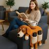 Dog Sofa Arm Organizer Crochet Dog Sofa Armrest Organizer with 2 Pockets And 1 Mug Holder Handmade Dog Shaped Armchair Remote Control Caddy for Phone