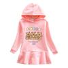 Spring & Autumn Ruffle Cartoon Rainbow Girls' Long Sleeve Hooded Sweatshirt Dress