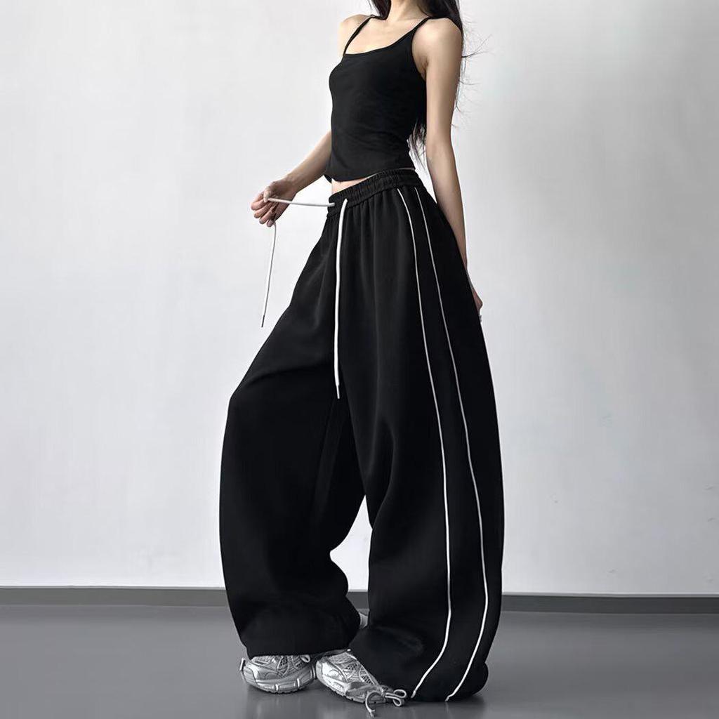 Pantalones de chándal anchos con cordón para mujer - Casual, Adelgazantes y con caída Estilo 2026