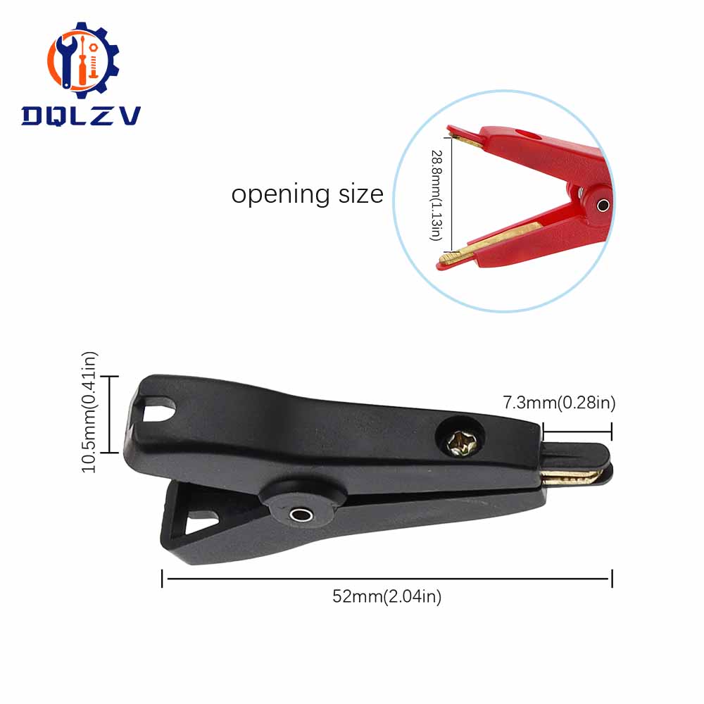 5PCS Insulated 5A Flat Crocodile Clip, 52mm LCR Kelvin Copper Brass Alligator Clamp, Cable Battery Metal Test Clips