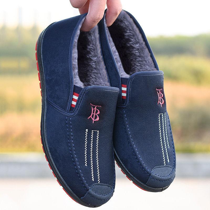 Cotton Shoes Men's 2025 Winter New Velvet Warm Old Beijing Cloth Shoes Men Pedal Casual In the Elderly Cloth Shoes