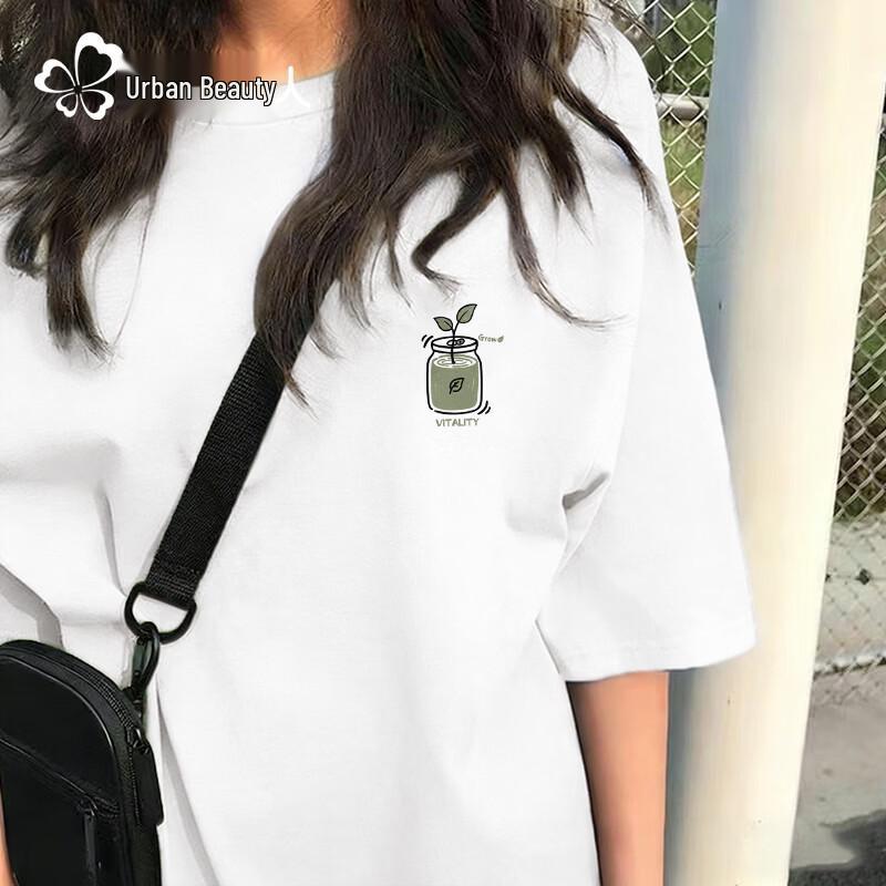 Dushi Liren Women's Pure Cotton Loose Fit Short Sleeve T-Shirt