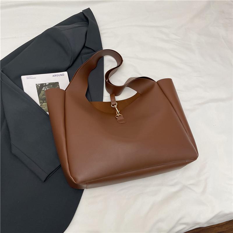 

Женские сумки высокого класса, модные однотонные наплечные сумки, вместительные сумки-тоут из мягкой кожи класса люкс. темно-коричневого