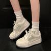 Round head muffin sole student campus lace-up casual board shoes women's 2025 spring and summer new versatile thick-soled white shoes