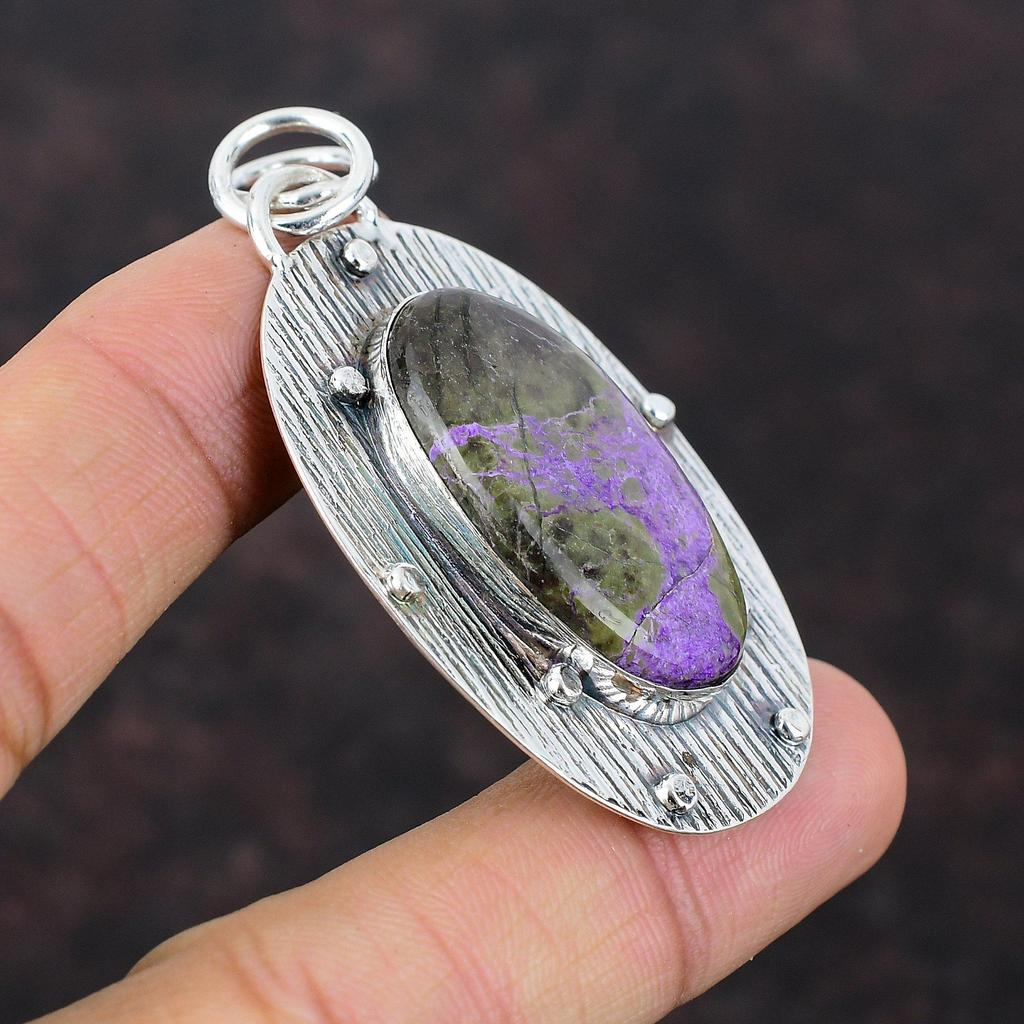 Purpurite Pendant Handmade Jewelry 925 Sterling Silver Pendant Antique Gemstone Jewelry Birthstone Jewelry Gift For Friend Statement Pendant