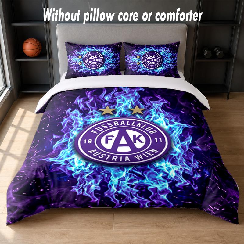 Austria Wien FC Design Bed Bedding Set 1 Duvet Cover + 2 Pillowcases Soft Breathable Household Bed Linens