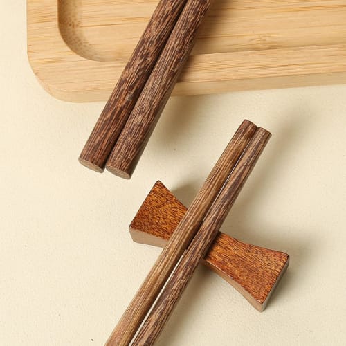Rzilmer Chopstick Rests, Set of 6, Chopstick Pillows, Wooden Chopstick Rests, Stylish Cutlery Holders (Natural Wood)