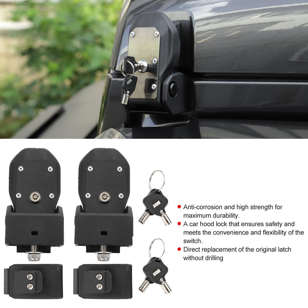 Car Hood Lock Latches Buckle Pins Catch with Key Fit For Jeep Wrangler JL 2018+
