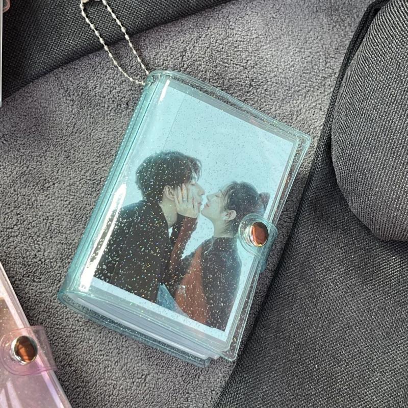Mini Holds 28 Photos Album Shiny Transparent 3-Inch Star Chasing Small Photo Card Storage Portable Card Bag