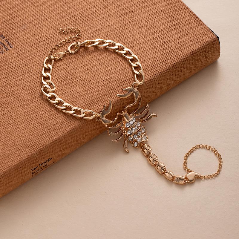 Retro Punk Scorpion Rhinestone Anklet & Toe Ring