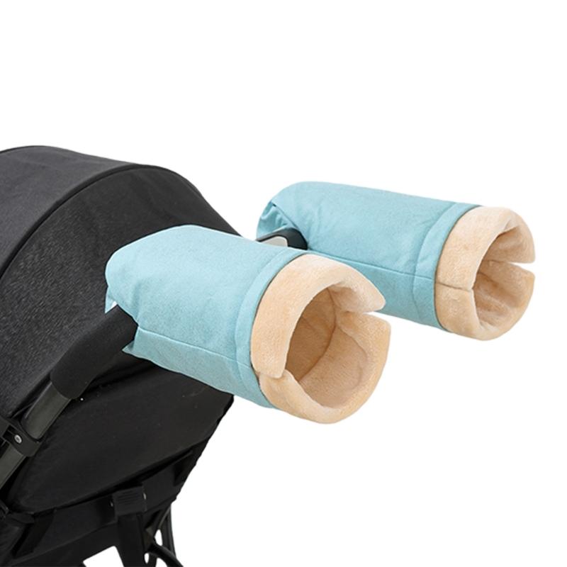 

Easy to Assemble Baby Strollers Gloves with Button Attachment Windproof Waterproof Plush Lined for Strollers Bike Use синій