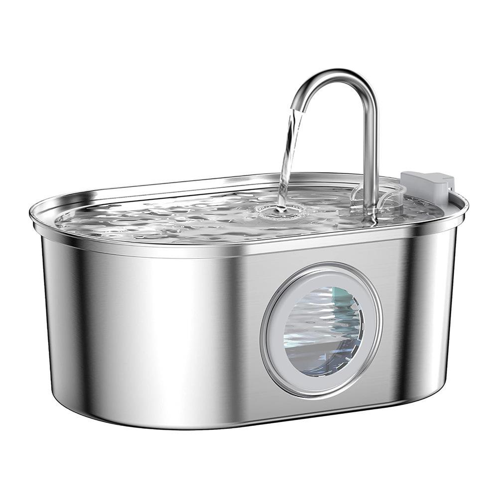 Fontaine à eau automatique pour chat en acier inoxydable de 3,2 L avec filtration