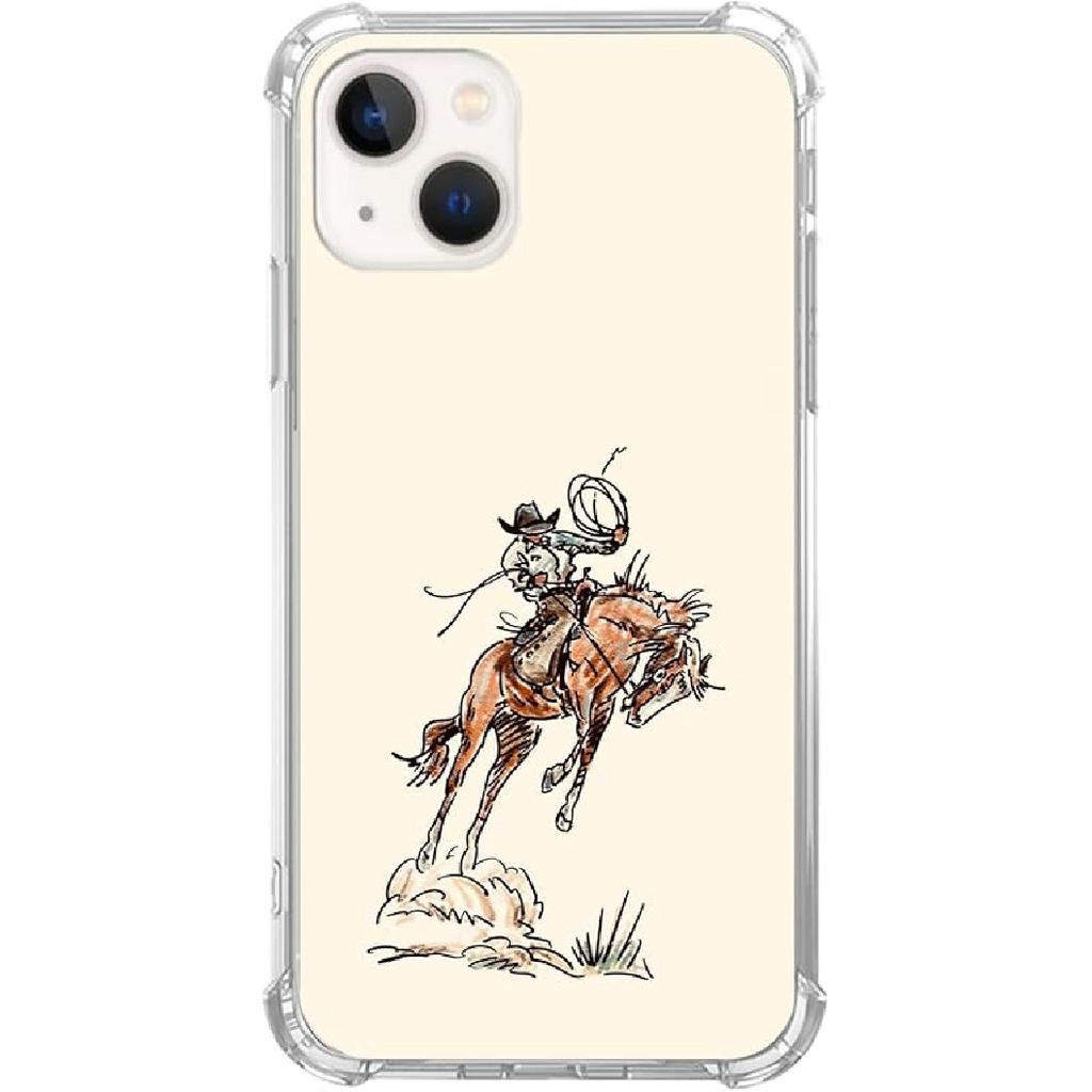 West Cowboy Phone Case Compatible with iPhone 15, Vintage Western Country Cowboy Phone Case for iPhone 15, Trendy Unique Design TPU Bumper Cover Case