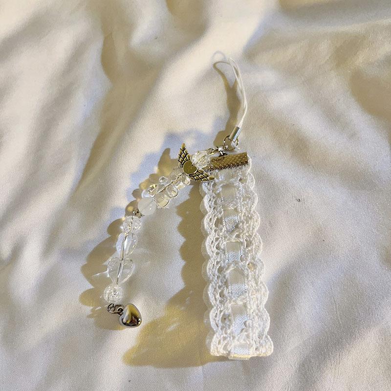 Bracelet de perles d'amour pour femmes, petit nœud en cristal frais, fleurs, amour, chaîne de téléphone portable, anti-chute, accessoires de coque de téléphone portable, DIY