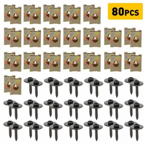 80 Metal Body Bumper Screw Fender Gasket U-Nut Fit Retainer Clip BMW X1 X3 X5 X6