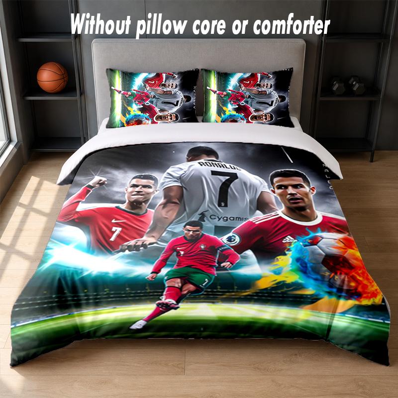 Cristiano Ronaldo Design Bed Bedding Set 1 Duvet Cover + 2 Pillowcases Soft Breathable Household Bed Linens