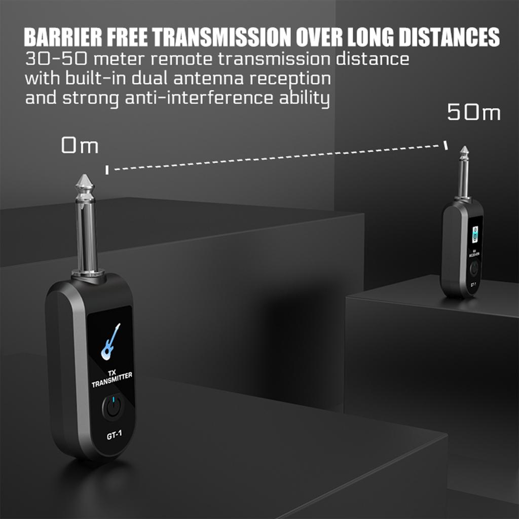 2.4G Wireless Guitar System Built-in Rechargeable Lithium Battery Wireless Guitar Transmitter Receiver for Electric Guitar Bass