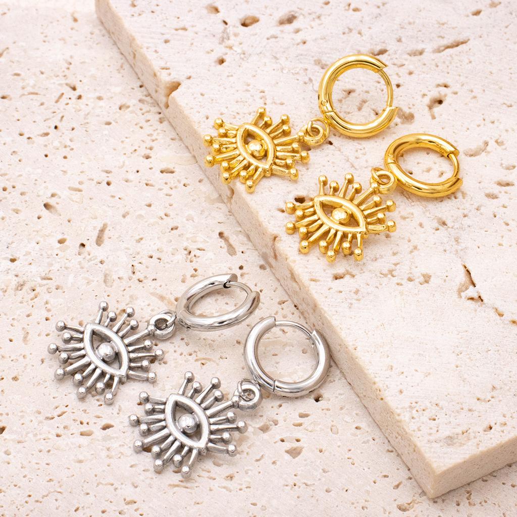 316L Stainless Steel Eye Pendant Earrings For Women Drop Hoop Earrings Vintage Metal Small Ears Piercing Charm Jewelry Gifts
