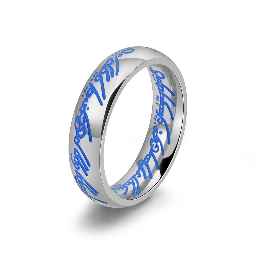 Stainless Steel Gothic Punk Ring for Men Women Glow In Dark Unisex Oil Coated Jewelry