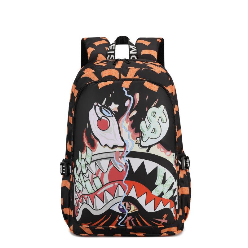 Colorful Shark Kids Backpack Waterproof Large Capacity Cartoon Print Elementary School Bag