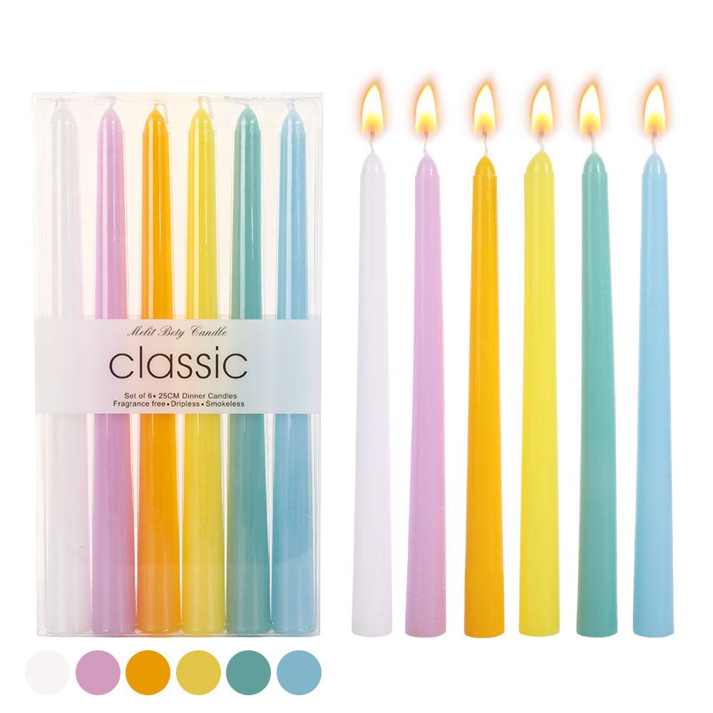 10-inch Dopamine Color Taper Candle for Romantic Weddings and Home Decor